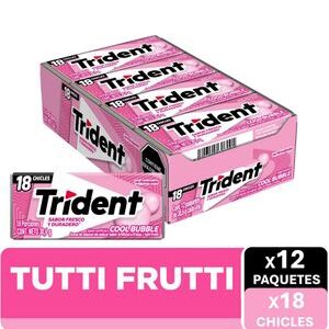 Chicle TRIDENT Tutti Frutti Sin Azúcar x12Paquetes (367.2 gr)