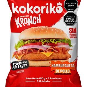 Hamburguesa de pollo KOKORIKO congelado x5und (450 gr)