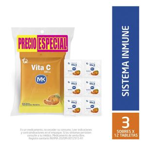 Tabletas VITAMINA C MK masticables mandarina x36und (94 gr)